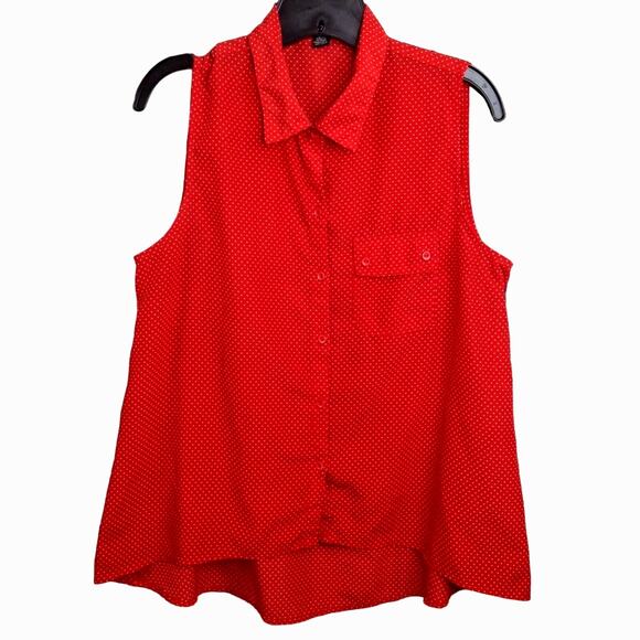 UK2LA Tops - UK2LA Polka Dot Shirt Sleeveless Blouse Red Large